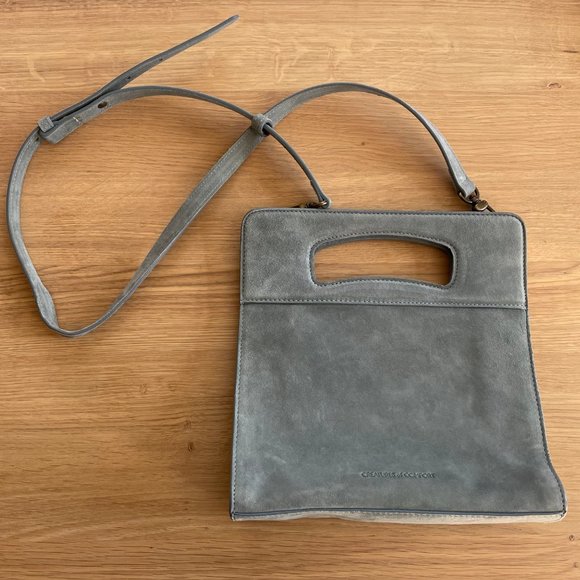 NWT!! gorgeous CREATURES OF COMFORT Gilda Bag - Suede Grey/ Blue - Picture 1 of 12